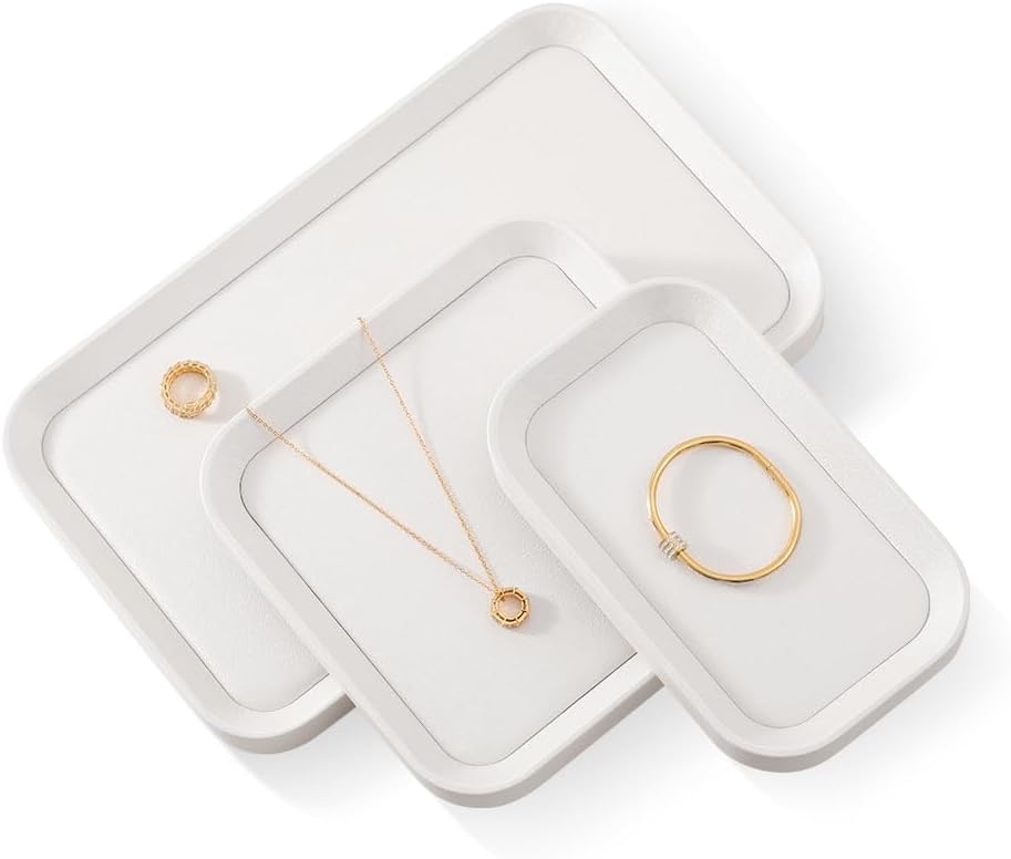 Jewelry Tray, Leather Trinket Tray,Luxury Necklace Organizer,Premium Jewelry Display For Vendors,White Watch Tray