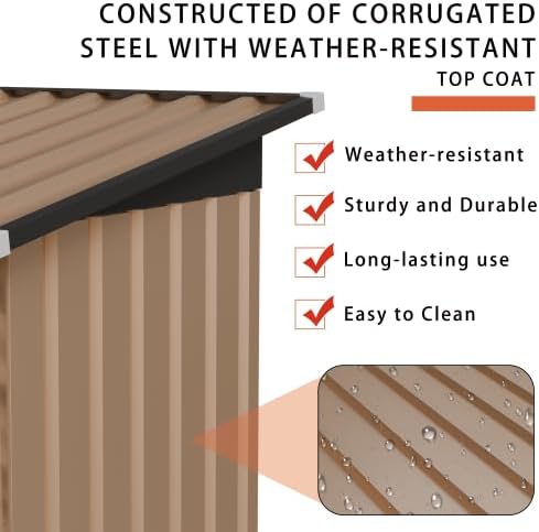 4 * 2 FT Metal Garden Storage Sheds for Patio Backyard Tools House Storage Waterproof Garden Tool Storage Sheds (Side-Opening Door)