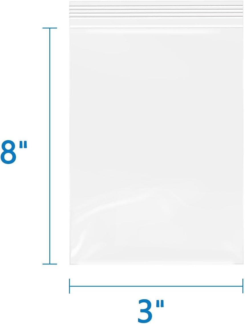 iMailer - 3" x 8" 500 Pack- 2 Mil Resealable Zip Bags- Small Clear Plastic Bags for Storage, Organizing, Crafts, Snacks, Jewelry, Hardware