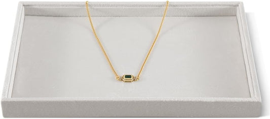 Velvet Stackable Jewelry Display Flat Tray For Ring Earring Necklace Bracelet, Bangle Pendant Storage Blank Plate, Shop Countertop Jewelry Dish Organizer (White)