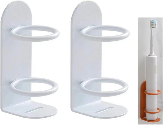 Mighty Eco-Friendly Wall Toothbrush Holder for Bathroom - No Drilling, 2Pack (White)