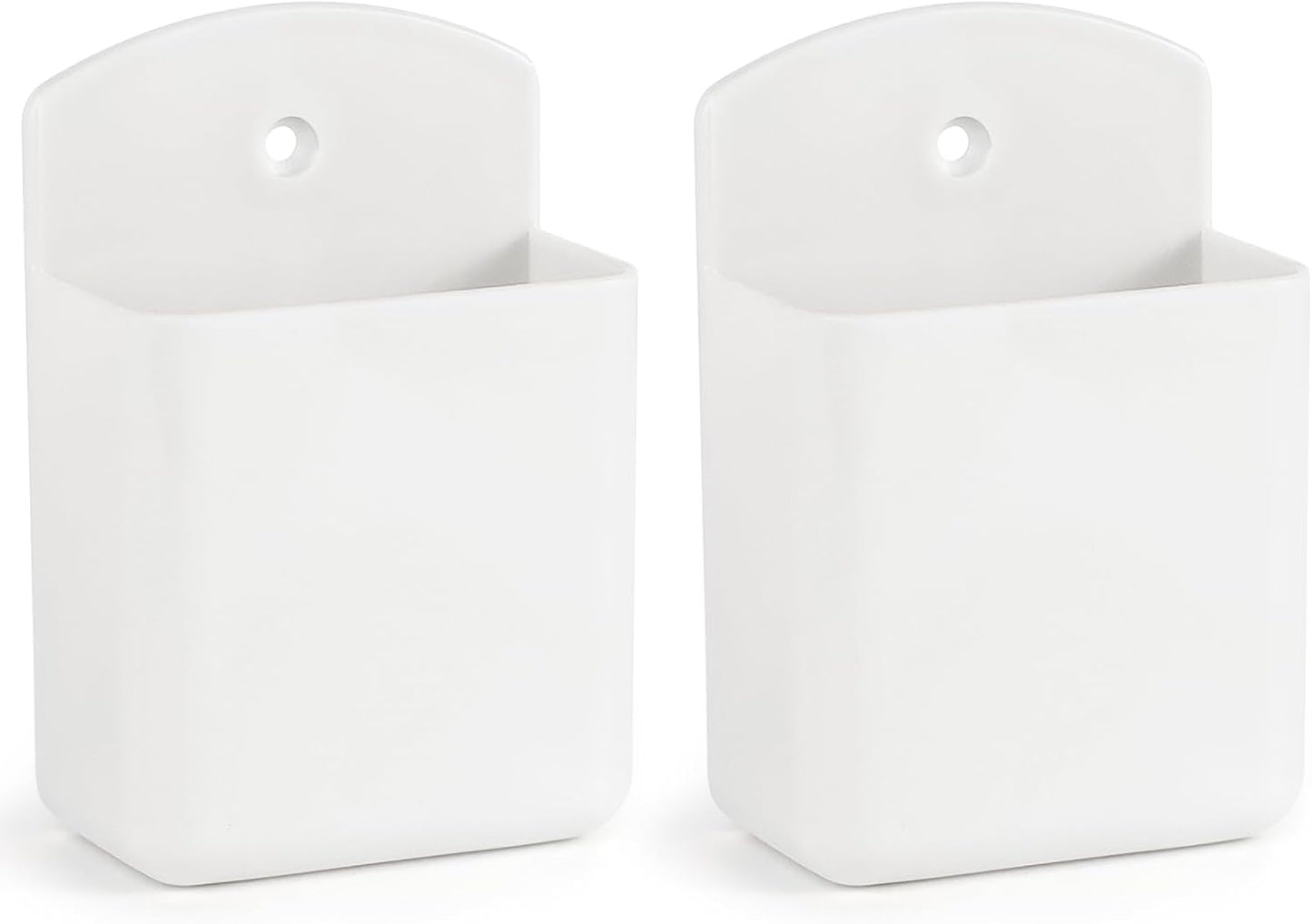 2 Pcs Remote Control Holder Wall Mount, TV Controller Holder, Self Adhesive Remote Holder, Wall Pen Holder Storage Accessories for Home Office School (White)