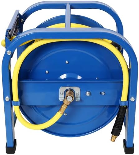 【LuckyNote】Retractable Air Hose Reel, 3/8" x 100 Feet, 300 PSI, Spring-Driven Steel, Heavy Duty Industrial, Hybrid hose, Portable and Durable