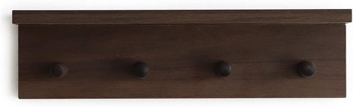 Entrance Coat Rack ，Coat Hooks, Wall-Mounted Wooden Hook Rack, Wall-Mounted Shelves are Very Suitable (Walnut Colored Finish-1)
