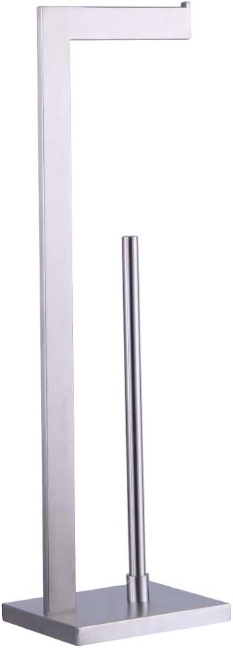Free Standing Toilet Paper Holder Stand with Reserve, Bathroom Tissue Dispenser Paper Roll Storage Holder Stand for Jumbo Roll, Stainless Steel Rustproof Brushed Finish