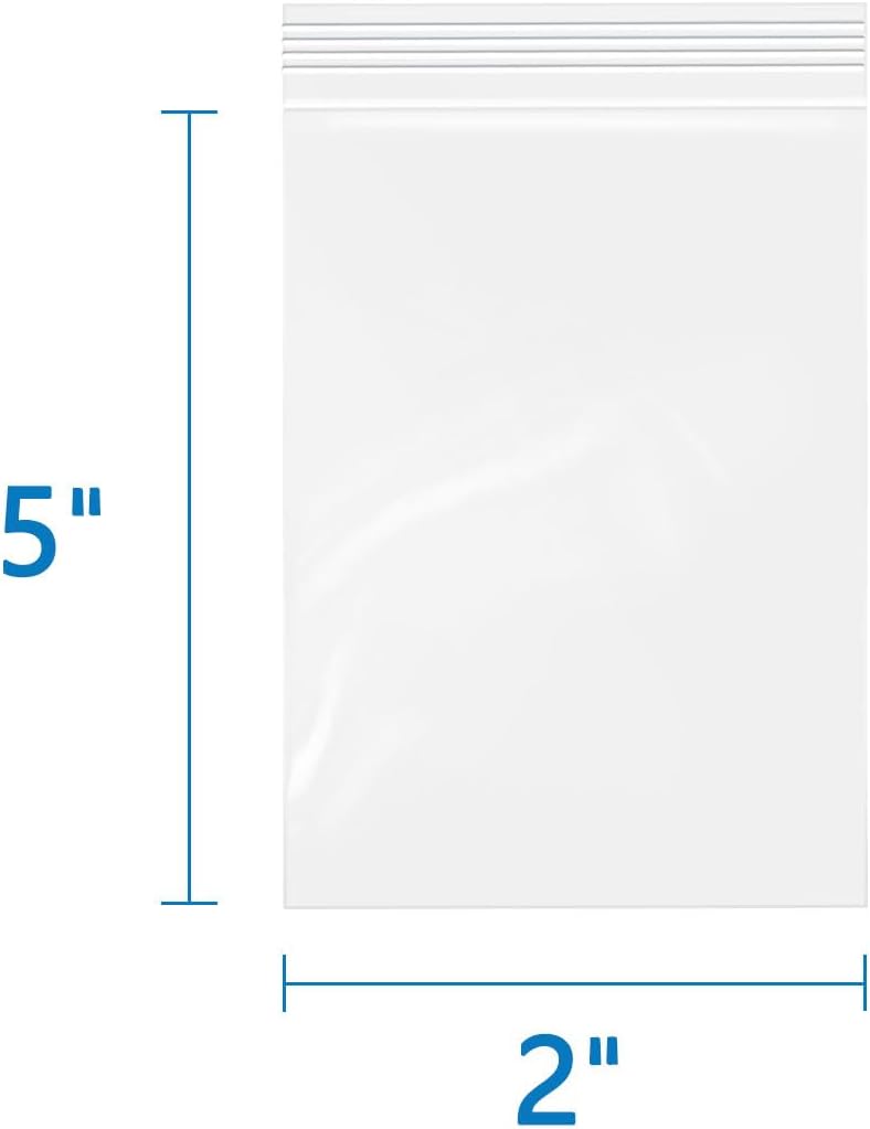 iMailer - 2" x 5" 500 Pack- 2 Mil Resealable Zip Bags- Small Clear Plastic Bags for Storage, Organizing, Crafts, Snacks, Jewelry, Hardware