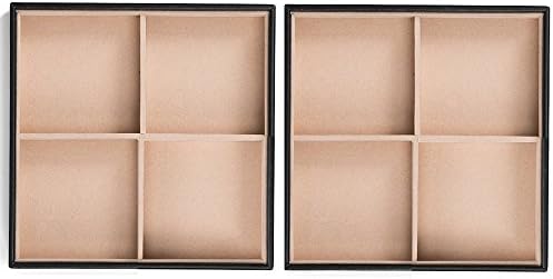 Glenor Co Jewelry Organizer Tray - Set of 2 - Stackable 8 Square Slot Jewelry Storage Trays - Display on Dresser or Drawer - Compatible with other trays - Black