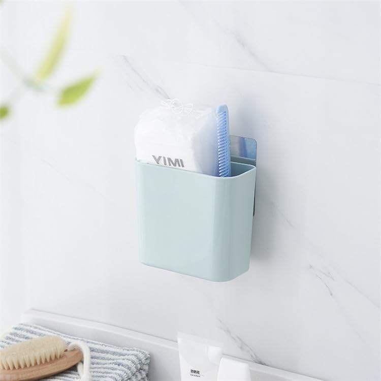 Multipurpose Wall Mount Toothbrush Holder, Self Adhesive Toothbrush Storage Organizer for Shower, Toothbrush Hanger for Toothpaste, Comb, Facial Cleanser (Blue)