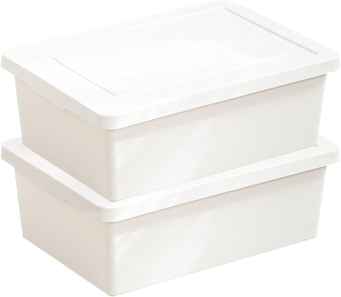 15 Quart Stackable Plastic Storage Bins with LidsStorage Container for Organizing, Storage Boxeswith Handle for Shelves, Cube Storage Bin for CraftSnacks, (white，2L)