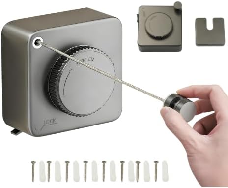 Retractable Clothesline 15.75-Foot Heavy-Duty Clothesline Wall-Mounted Anti-Sag Design for Indoor and Outdoor Use
