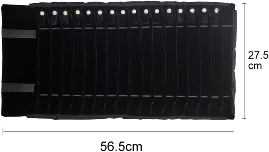 Portable Jewelry Roll Untangled Secure Necklace Travel Storage Bag Displays Holder 16 Chain (Gray PU and Black Velvet)