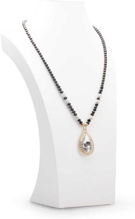 Oirlv White Leather Jewelry Bust Necklace Display Stand Trade Show Jewelry Holder (H:15.28")