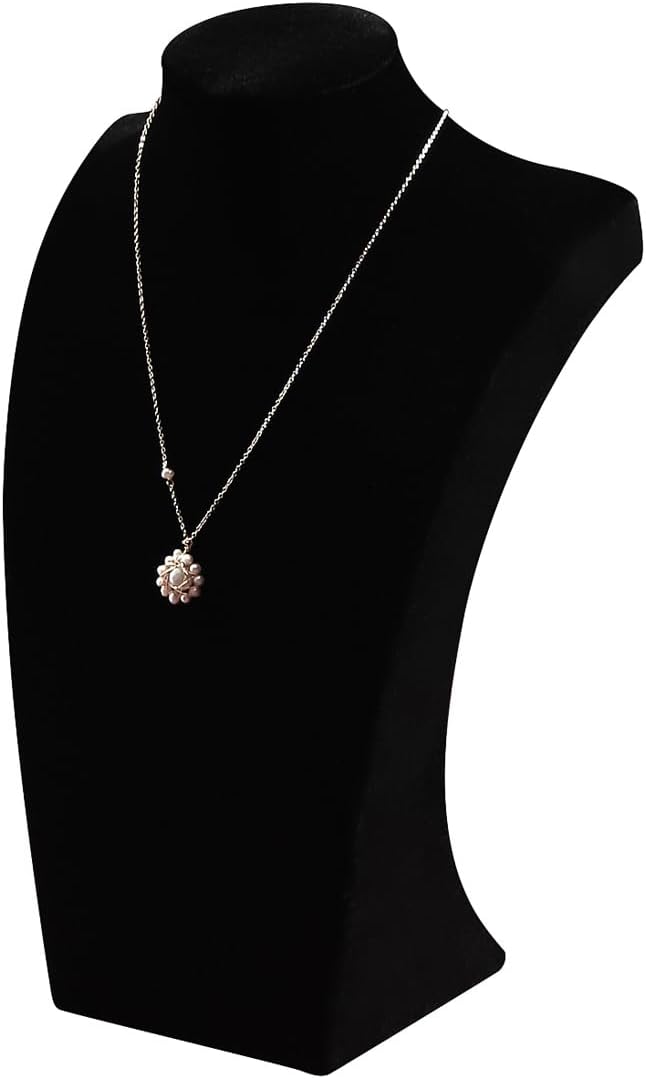 Coward Necklace Bust Stand for Selling Show, Black Velvet Necklace Jewelry Display Holder for Home Use or Store Shop Show (11" Hight)