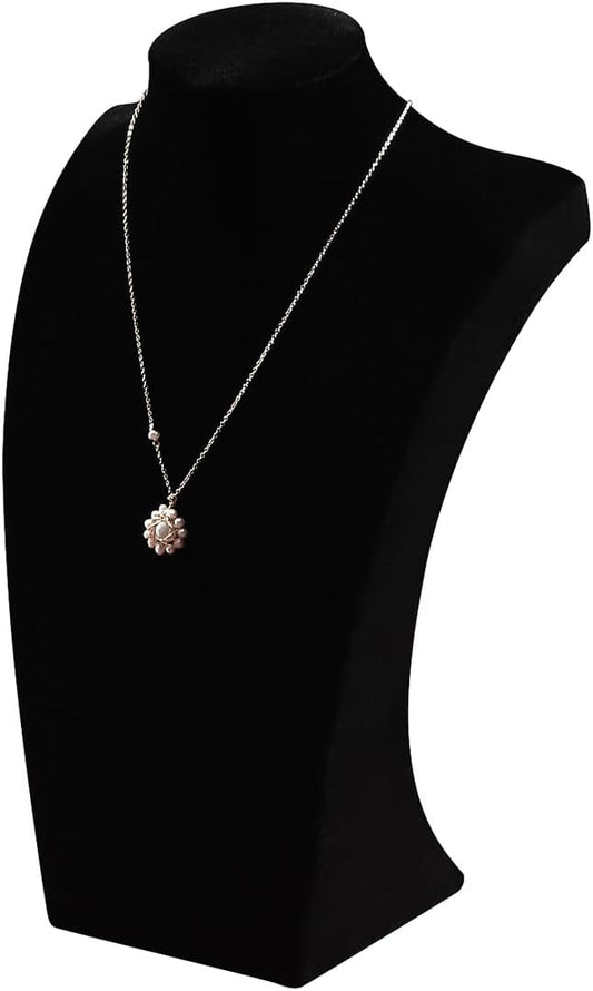 Coward Necklace Bust Stand for Selling Show, Black Velvet Necklace Jewelry Display Holder for Home Use or Store Shop Show (11" Hight)
