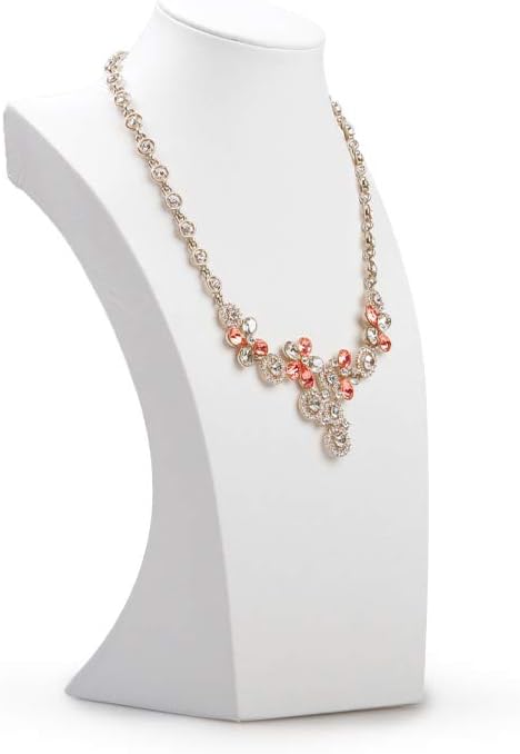 Oirlv White Leather Jewelry Bust Necklace Display Stand Trade Show Jewelry Holder (H:11.8")