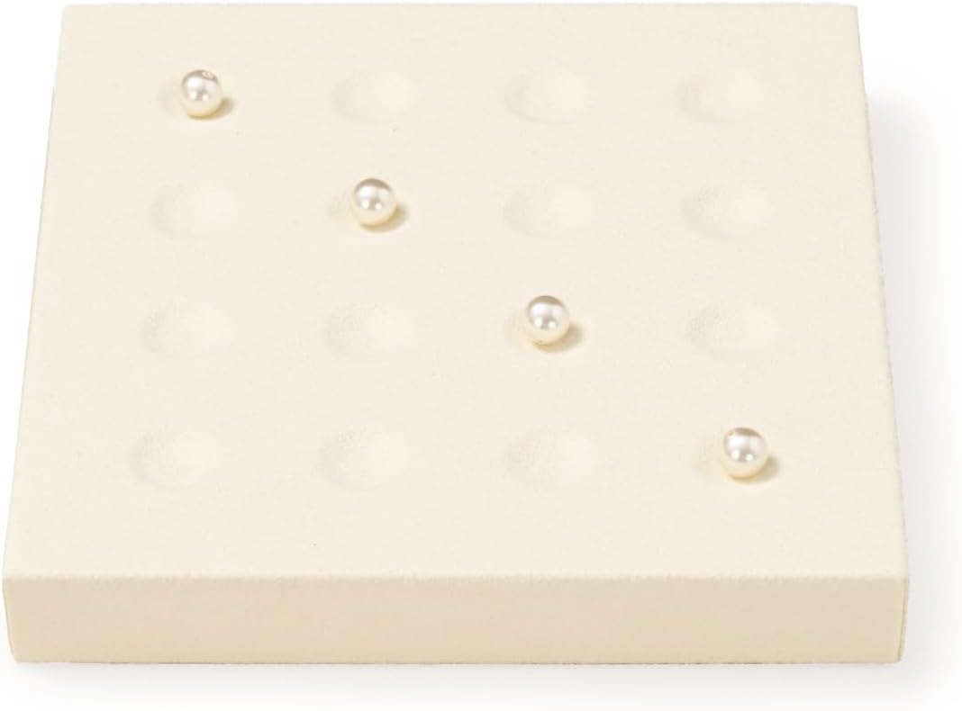 Oirlv Microfiber Diamonds Gemstones Jewelry Display Organize Tray Crystal Beads Holder for Stones Display Organizer Showcase(Beige)