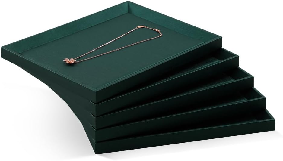 Jewelry Display For Selling, Leather Tray,Premium Green Jewelry Flat Tray,Mens Jewelry Tray For Jewelry Store Display