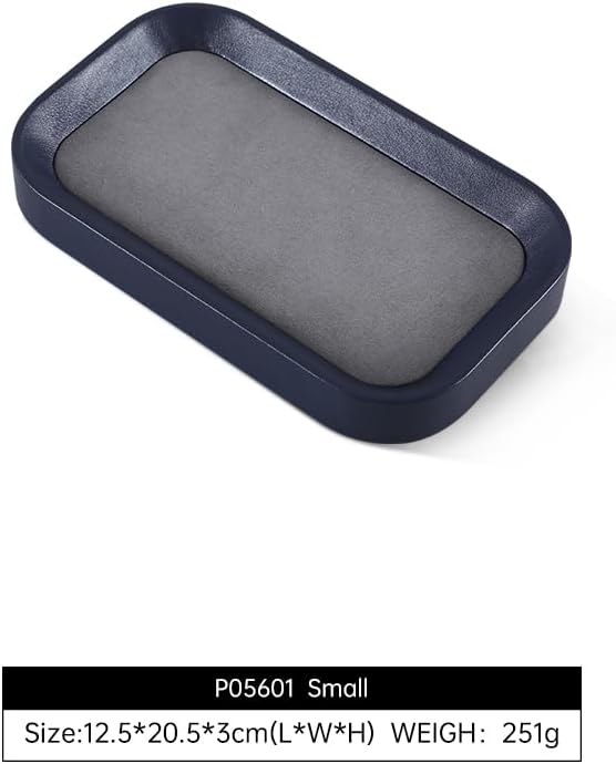 Ring Display Tray, Leather Earring Organizer,Luxury Key Tray,Premium Decorative Tray,Blue-Grey Jewelry Dish