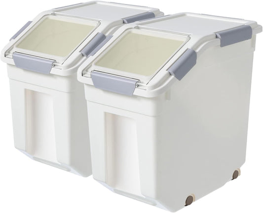CITY BABY 2 Pack Airtight Flour Storage Container With Scoop,Dry Food, Sugar, Baking Supplies,Rice Container Set -BPA Free- Pet Food Storage Container,Dog Cat Birds Food Bin(50LB)