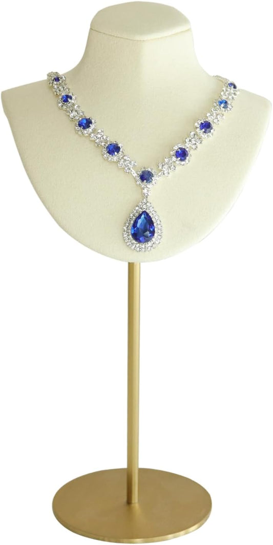 Necklace Display Stand For Selling Velvet Chain Jewelry Bust Holder Organizer With Stainless Steel Stand Jewelry Display