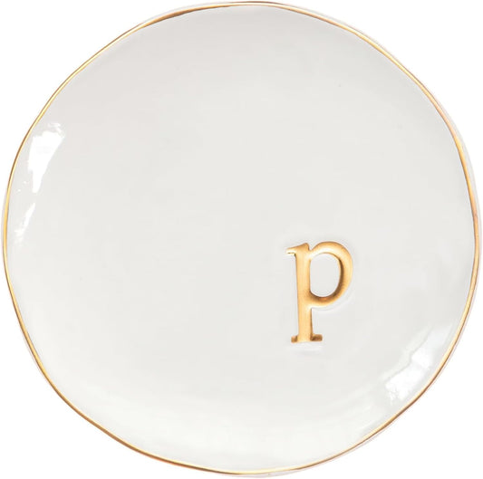 COLLECTIVE HOME - Ceramic Jewelry Tray, Decorative Trinket Dish for Rings Earrings Necklaces Bracelet Watch Keys, Birthday Mother's Day Christmas Gift for Women, 4.75", Glossy (p)