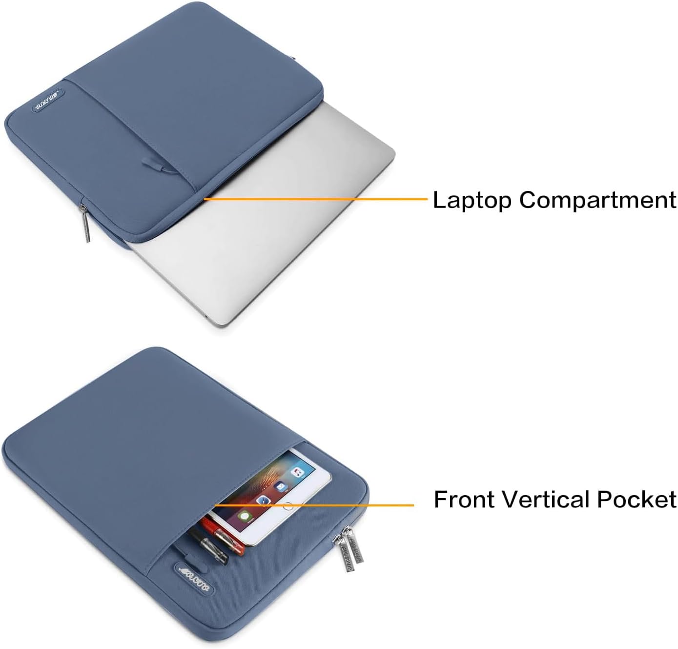 MOSISO Laptop Case 14 inch, 14 inch Laptop Sleeve Compatible with HP Lenovo Dell ASUS Acer, HP Stream, Dell Latitude, Lenovo IdeaPad, Polyester Vertical Computer Sleeve Bag with Pocket, Steel Blue