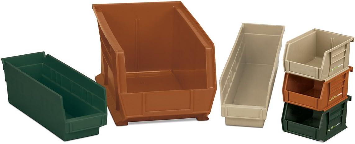 Akro-Mils 30150 12-Inch by 8-Inch by 4-Inch Plastic Nesting Shelf Bin Box, Sandstone, Case of 12