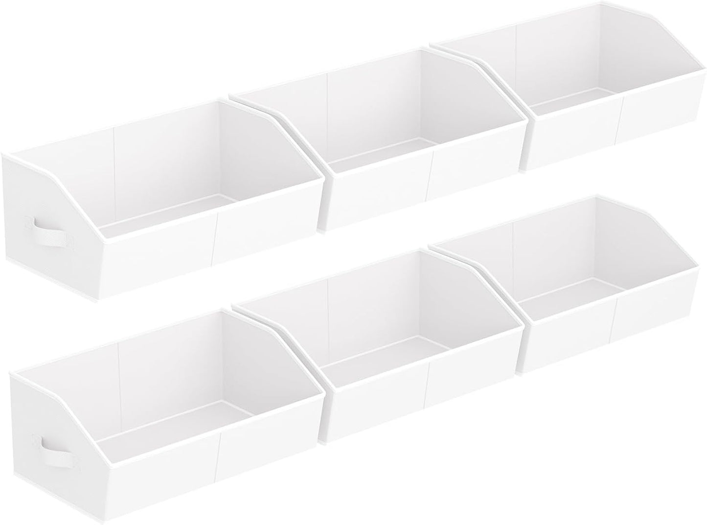 Storage Bins for Shelves - Large Trapezoid Closet Shelf Organizer, Fabric Organization Bins with Handles, Storage Baskets for Clothes, Towel, Purse, 6 Pack, White