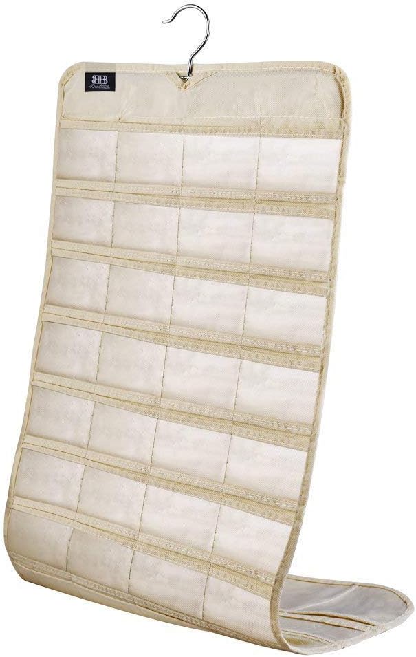 BB Brotrade Hanging Jewelry Organizer,Accessories Organizer,80 Pocket Organizer for Holding Jewelries（Beige）