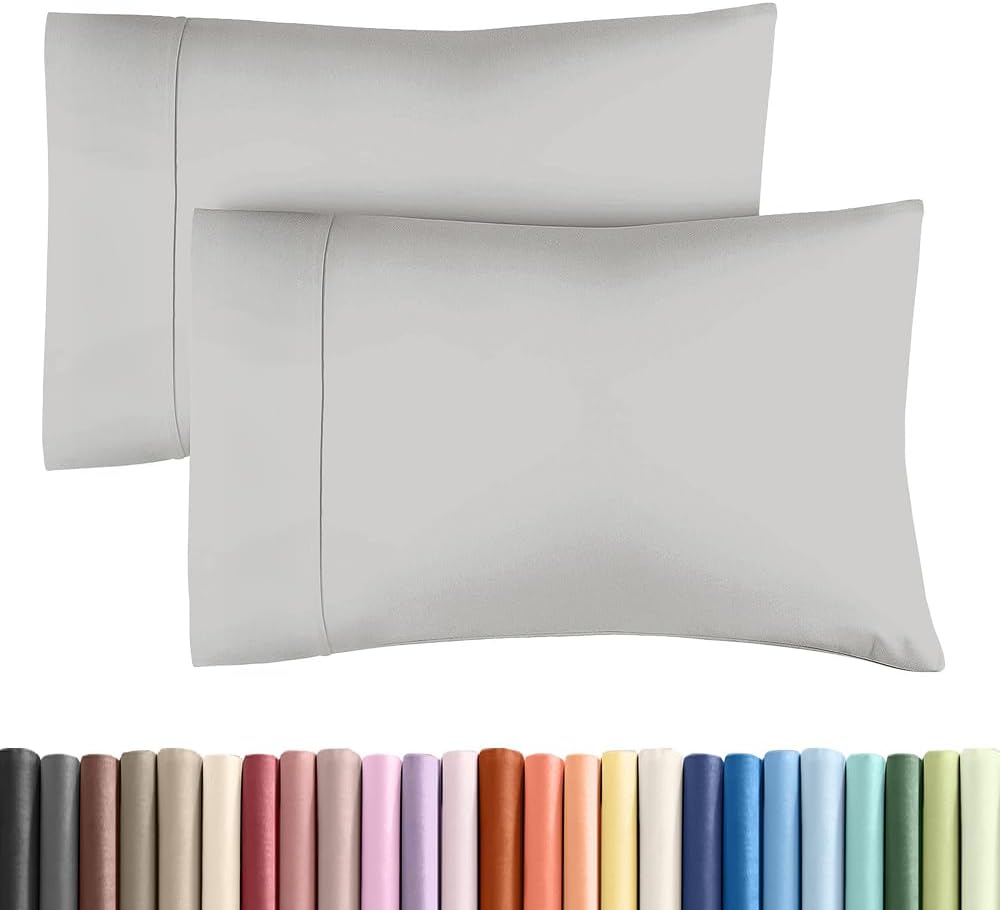 Queen Pillow Cases - 2 Pack - Super Soft Pillowcase Covers - Envelope Enclosure - Hotel Quality Pillow Protectors - Wrinkle Free, Shrink & Stain Resistant - Machine Washable - 20" x 30" (French Grey)