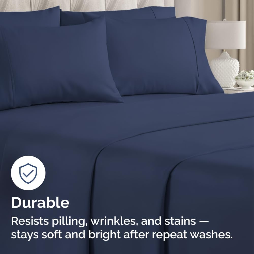 Standard Pillow Cases - 4 Pack - Super Soft Pillowcase Covers - Envelope Enclosure - Hotel Quality Pillow Protectors - Wrinkle Free, Shrink & Stain Resistant - Machine Washable - 20" x 26" (Navy Blue)