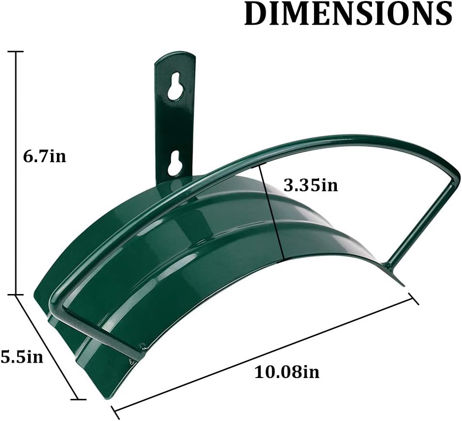 Deluxe Wall Mount Garden Hose Hanger Duty Metal Hose Holder Easily Holds 125 3/4’’ Hose Solid Steel Extra Bracing Forest Green