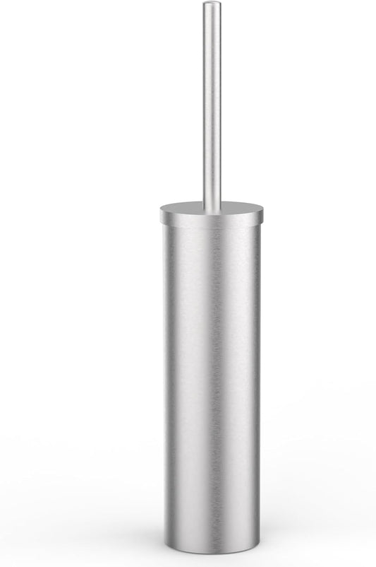 Stainless Steel Toilet Brush and Holder Set Brushed Silver Heavy Duty Toilet Bowl Brush with Long Handle for Bathroom and Farmhouse