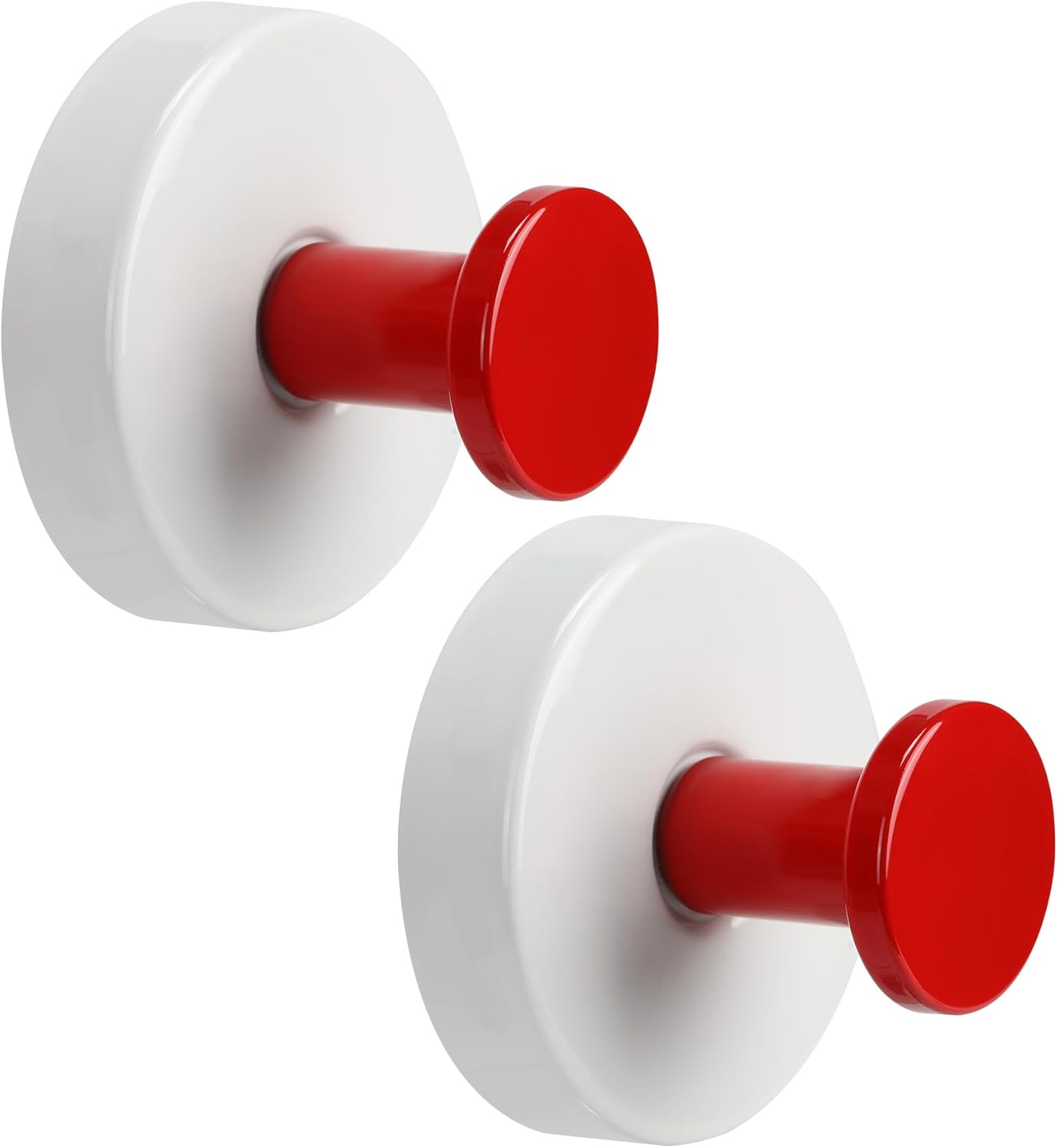 Suction Cup Hooks for Shower No-Drill Bathroom Hooks for Towels, Robes, Loofah Mountable on Bathroom Walls, Kitchen, Glass, Mirrors, Tile and Smooth,Non-Porous Surfaces (2, Red White)