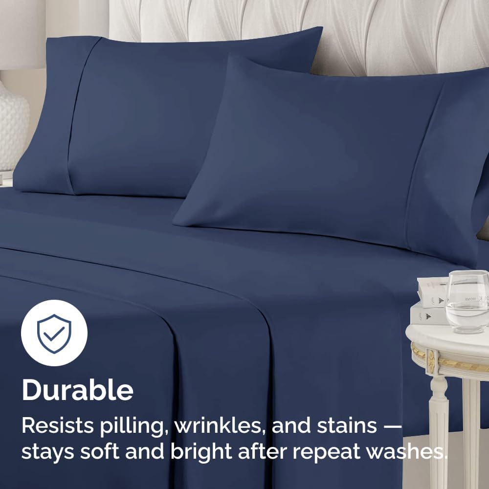 Standard Pillow Cases - 2 Pack - Super Soft Pillowcase Covers - Envelope Enclosure - Hotel Quality Pillow Protectors - Wrinkle Free, Shrink & Stain Resistant - Machine Washable - 20" x 26" (Navy Blue)