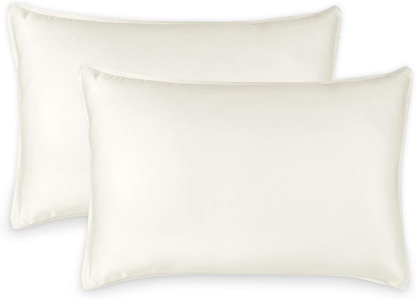 Queen Pillowcases by Pure Bamboo, Genuine 100% Organic Viscose Derived from Bamboo, Luxuriously Soft & Cooling, Double Stitching, Envelope Closure (2 Queen Pillowcases, Ivory)