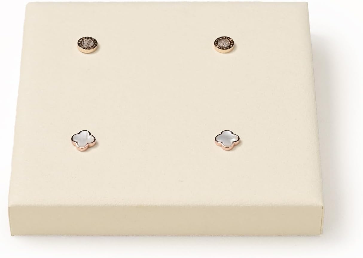 Oirlv Microfiber Jewelry Display Storage Tray Stud Earrings Tray Organizer Stud Earrings Jewelry Plate(Beige)