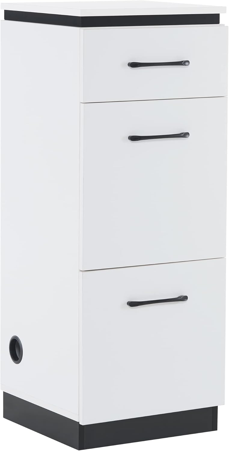 BarberPub Storage Cabinet for Barber Salon, Organizer with Tool Drawers for Hair Styling, Multi-Use Beauty Equipment, 2002 (White)