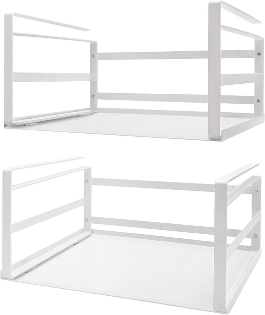 Nxconsu 2Pack Under Shelf Storage Basket Organizer Hanging Holder for Cabinet Pantry Kitchen Cupboard Desk Counter Bookshelf Organization Add-on Space Saver Heavy Duty Slide-in White
