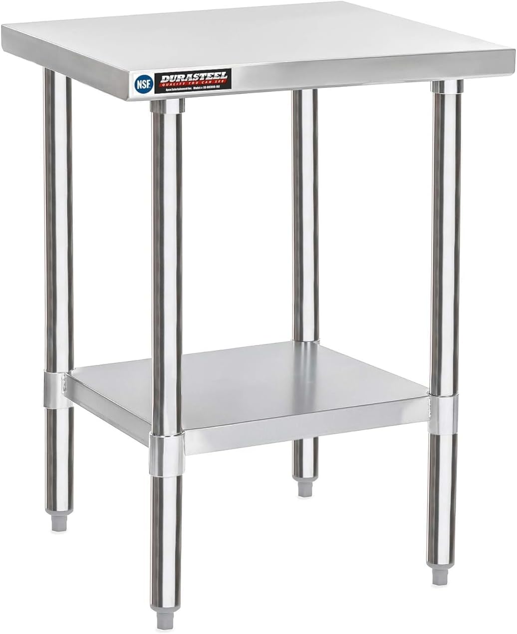 DuraSteel 30x24 Stainless Steel Work Table - NSF Commercial Prep Metal Table - Outdoor Pizza Oven Stand w/Under Shelf - Kitchen Island Laundry Utility Garage Microwave Stand Large Rolling Storage Cart