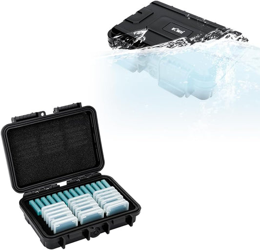 KIWIFOTOS 32 Slots Memory Card Case with Individual Case for 18 SD Card+ 14 CFexpress Type A Card Holder Storage Organizer IP67 Waterproof
