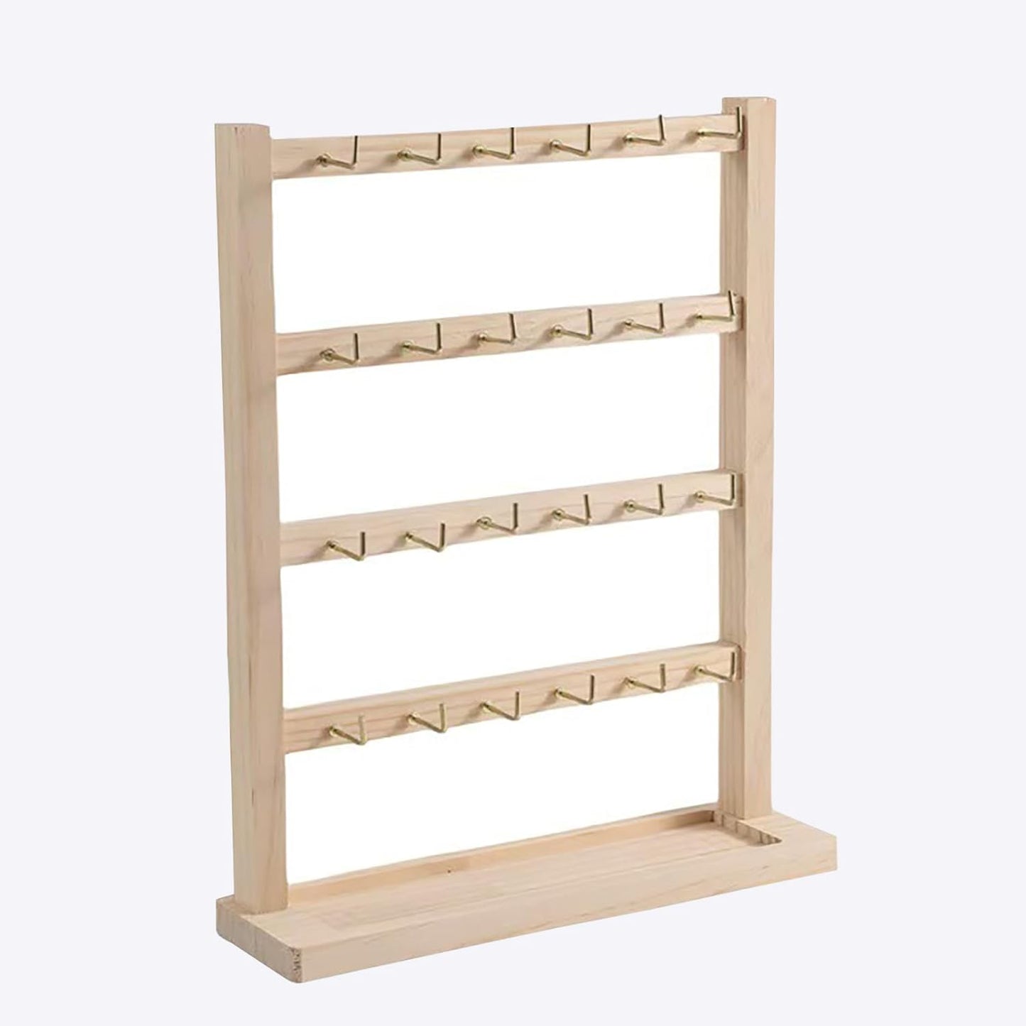 4 Layers of Wooden Display Eacks With Hooks for Necklaces. Rings, Earrings, Bracelets, And Other Jewelry Storage Display Rack
