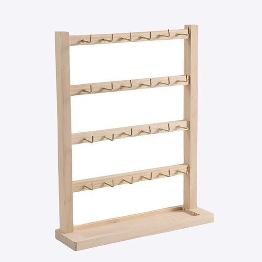 4 Layers of Wooden Display Eacks With Hooks for Necklaces. Rings, Earrings, Bracelets, And Other Jewelry Storage Display Rack