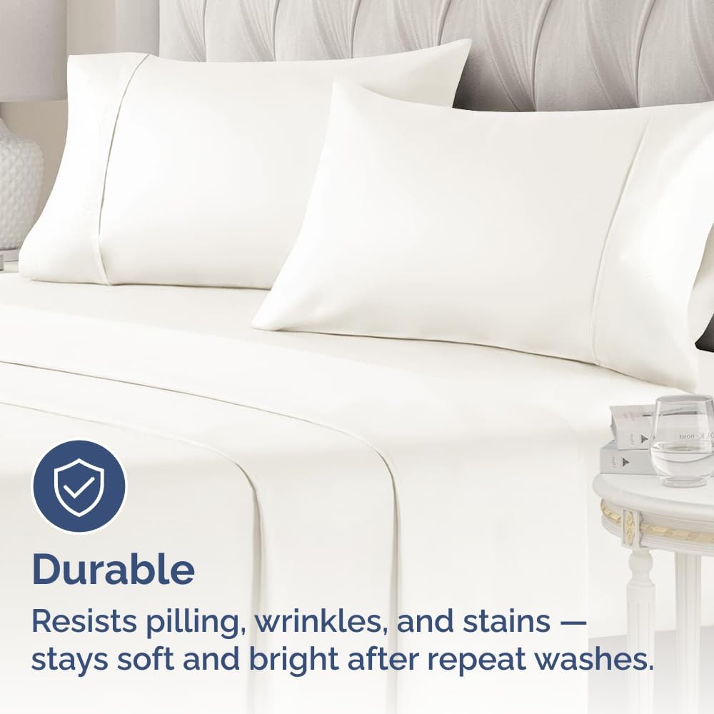 Standard Pillow Cases - 2 Pack - Super Soft Pillowcase Covers - Envelope Enclosure - Hotel Quality Pillow Protectors - Wrinkle Free and Stain Resistant - Machine Washable - 20" x 26" (Antique White)