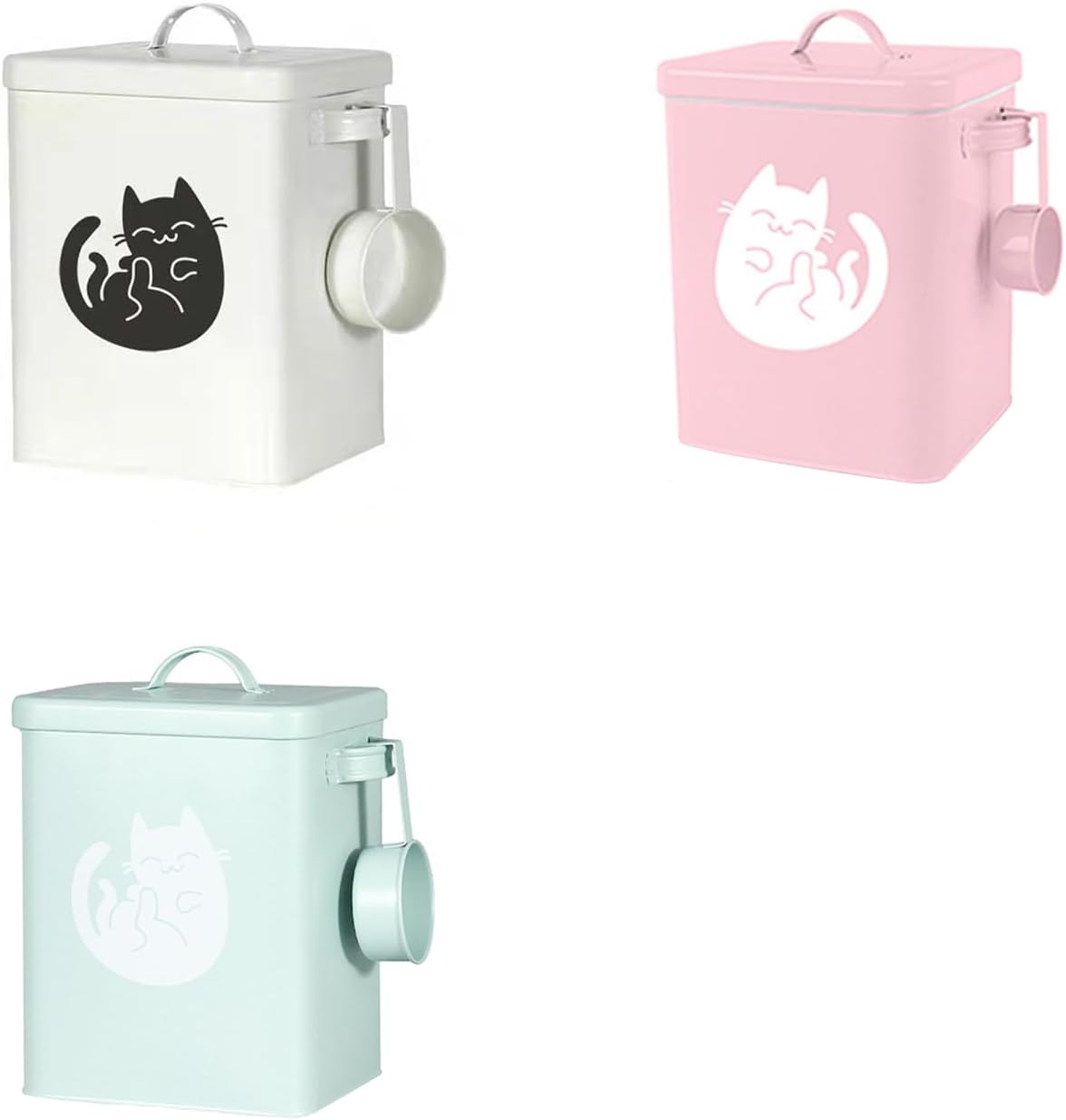 Dog and Cat Food Storage Container 6L, Cute Pet Food Storage Containers with Lids Airtight, Metal Cat Food Bin with Measuring Cup, Durable Airtight Cat Food Container for Pet Owners(#1)