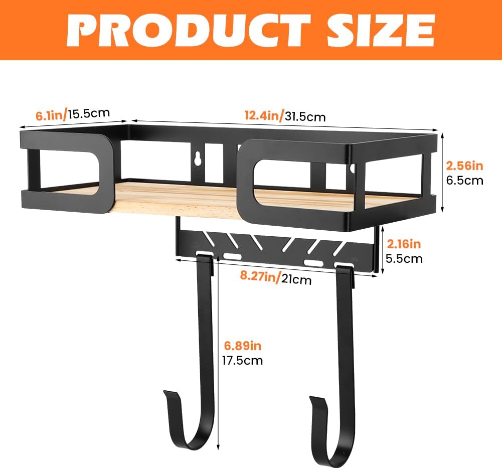 Ironing Board Holder Wall Mount, Metal Ironing Board Hanger with Shelf, T&V Shaped Space Saving Iron Holder for Laundry Room Accessories Organization
