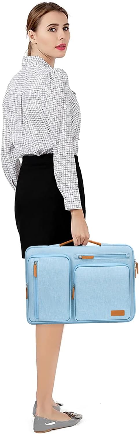 MOSISO 360 Protective Laptop Case 13.3 inch, 13-13.3 inch Laptop Sleeve Compatible with MacBook Air/Pro 13 / Pro 14,HP Dell Acer ASUS,Side Open Carrying Case with 4 Zipper Pockets&Handle, Air Blue