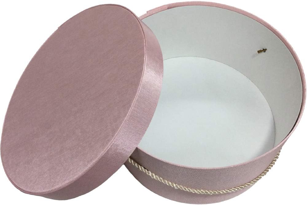 Sarah's Hat Boxes Classic Pink Hat Box – 18.5" x 9.5" (Dia. x Ht.) Handmade in USA – Odorless Non-Toxic Adhesive, Cording Handle – Premium Storage for Hats & Accessories