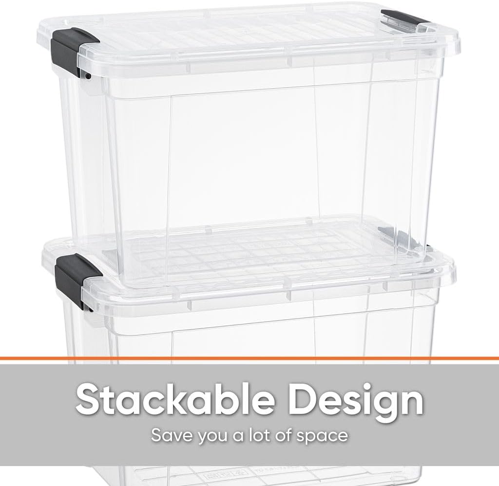 Superio Clear Storage Boxes with Lids, 8.75 Quart Plastic Container Bins for Organizing, Stackable Crates, BPA Free, Non Toxic, Odor Free, Organizers for Home, Office and Dorm, 8 Pack
