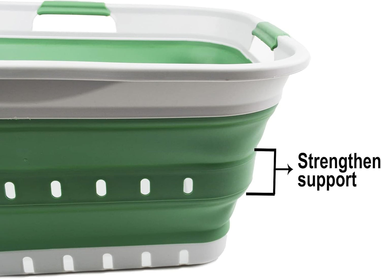 SAMMART 42L (11 gallon) Collapsible Plastic Laundry Basket - Foldable Pop Up Storage Container/Organizer - Portable Washing Tub - Space Saving Hamper/Basket (Grey/Dark Sea Green)